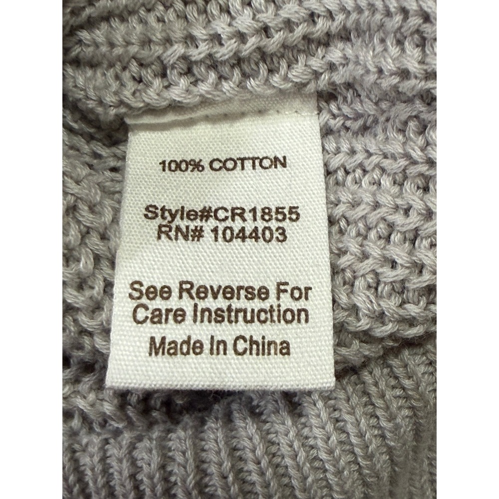 Blu Pepper Women Grey Cotton Knit Crewneck Sweater Drop Shoulder CR1855 Size S - Picture 4 of 4